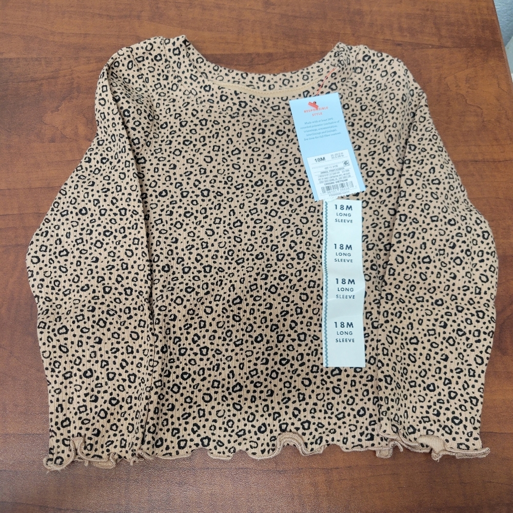 Cat & Jack Baby Leopard Print Long Sleeve Shirt 18 Months NWT